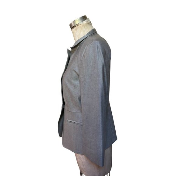 MaxMara Wool Silk Peplum Jacket Silver Gray Size 8 SMALL - Picture 4 of 11